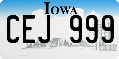 IA license plate CEJ999