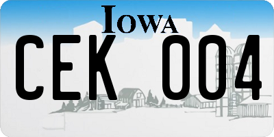 IA license plate CEK004