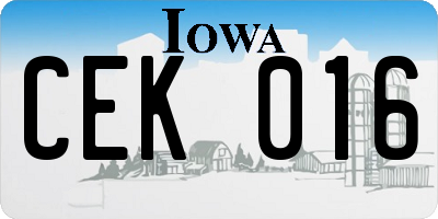 IA license plate CEK016