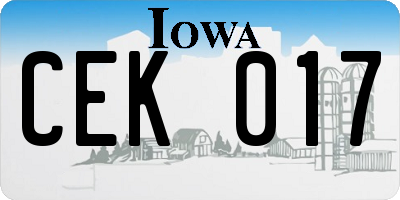 IA license plate CEK017