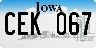 IA license plate CEK067