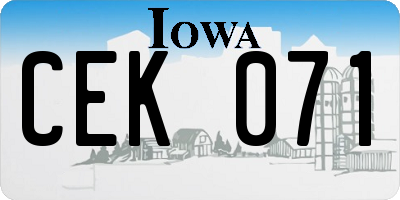 IA license plate CEK071