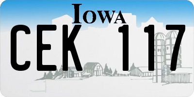 IA license plate CEK117