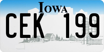 IA license plate CEK199