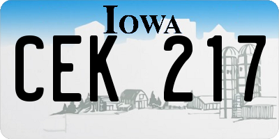 IA license plate CEK217
