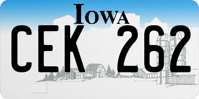 IA license plate CEK262
