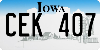 IA license plate CEK407