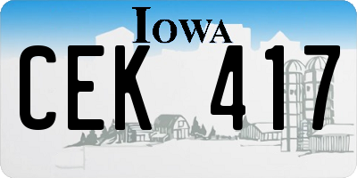 IA license plate CEK417