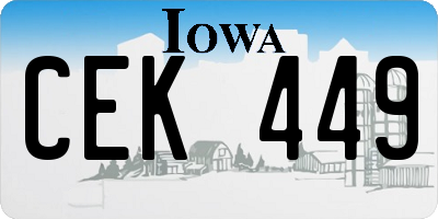 IA license plate CEK449