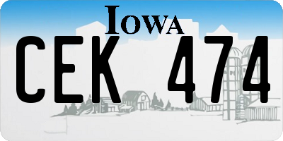 IA license plate CEK474