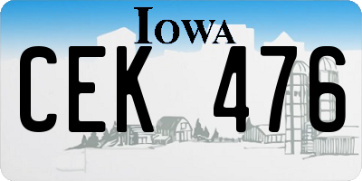 IA license plate CEK476