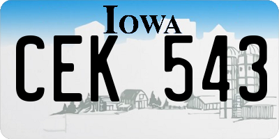 IA license plate CEK543