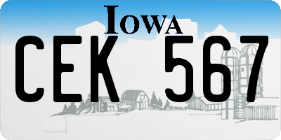 IA license plate CEK567