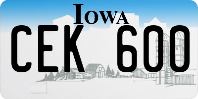 IA license plate CEK600