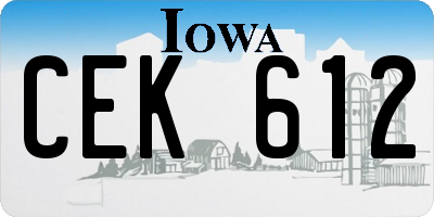 IA license plate CEK612
