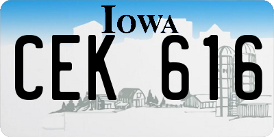 IA license plate CEK616