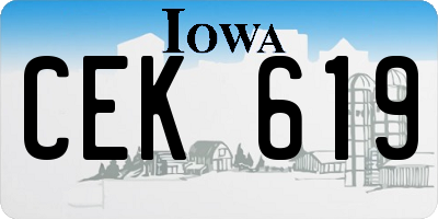 IA license plate CEK619