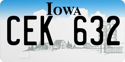 IA license plate CEK632