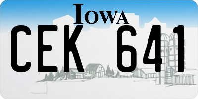 IA license plate CEK641