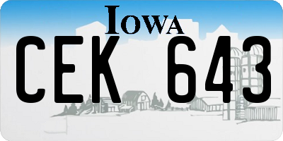 IA license plate CEK643