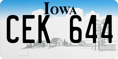 IA license plate CEK644