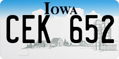 IA license plate CEK652
