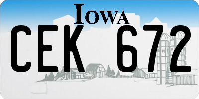 IA license plate CEK672