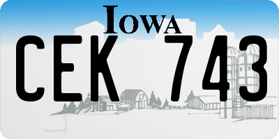 IA license plate CEK743