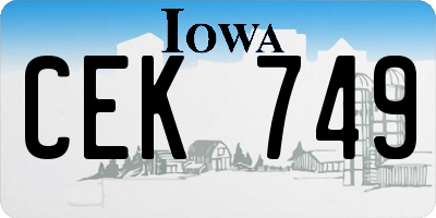 IA license plate CEK749