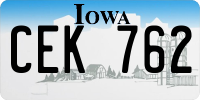 IA license plate CEK762