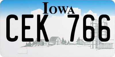 IA license plate CEK766