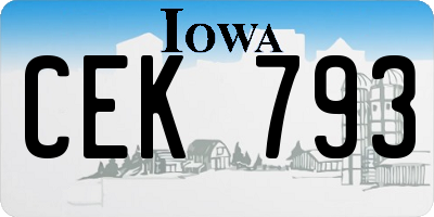 IA license plate CEK793