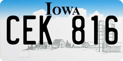 IA license plate CEK816