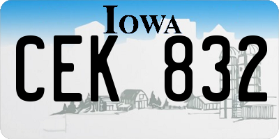 IA license plate CEK832