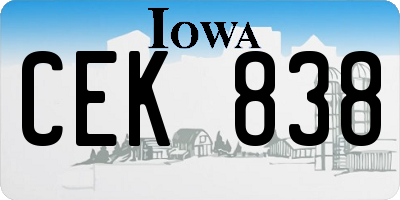 IA license plate CEK838