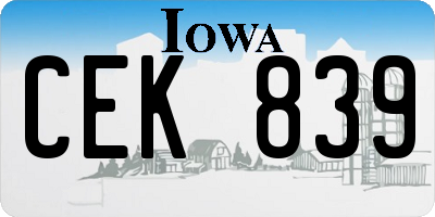 IA license plate CEK839
