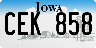 IA license plate CEK858