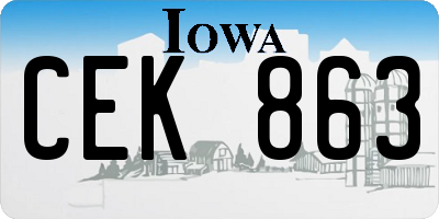 IA license plate CEK863