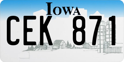 IA license plate CEK871