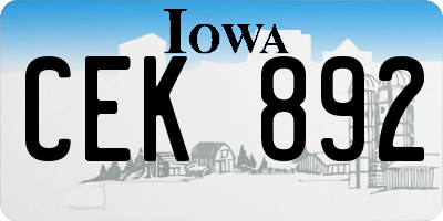 IA license plate CEK892