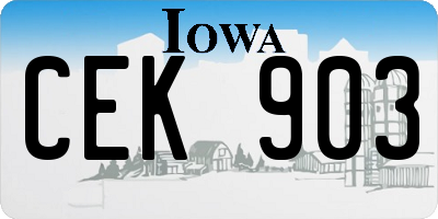 IA license plate CEK903