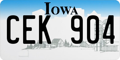 IA license plate CEK904