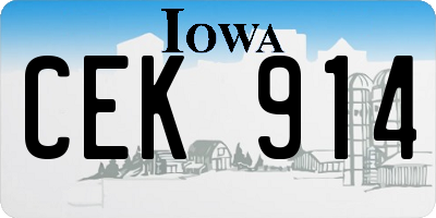 IA license plate CEK914