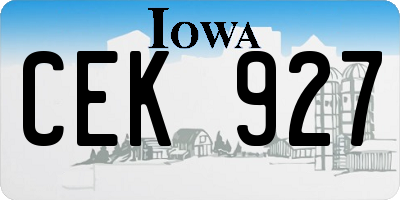 IA license plate CEK927
