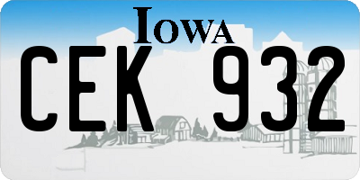 IA license plate CEK932