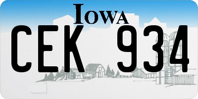 IA license plate CEK934