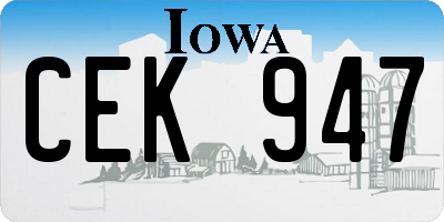 IA license plate CEK947