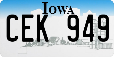 IA license plate CEK949