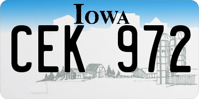 IA license plate CEK972