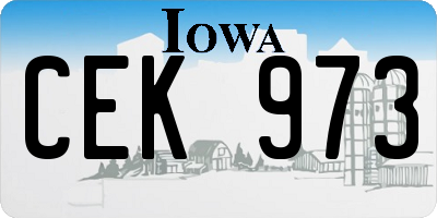 IA license plate CEK973
